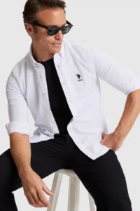 US Polo Assn. Men WHITE Long Sleeve Basic Shirt