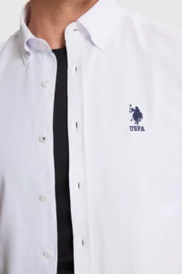 US Polo Assn. Men WHITE Long Sleeve Basic Shirt - Image 7