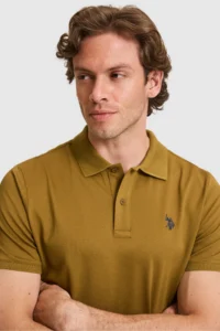 US Polo Assn. Men Green Regular Fit Polo Shirt Collar  Basic T-Shirt - Image 2
