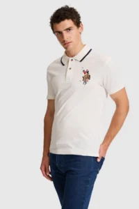 US Polo Assn. Men WHITE slim Fit Polo Shirt Collar Basic T-Shirt - Image 3
