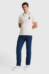 US Polo Assn. Men WHITE slim Fit Polo Shirt Collar Basic T-Shirt - Image 4
