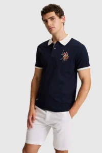 US Polo Assn. Men NAVY BLUE slim Fit Polo Shirt Collar Basic T-Shirt - Image 3