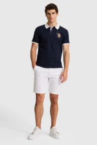 US Polo Assn. Men NAVY BLUE slim Fit Polo Shirt Collar Basic T-Shirt - Image 4