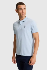 US Polo Assn. Men Light BLUE slim Fit Polo Shirt Collar Basic T-Shirt - Image 3