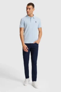 US Polo Assn. Men Light BLUE slim Fit Polo Shirt Collar Basic T-Shirt - Image 4