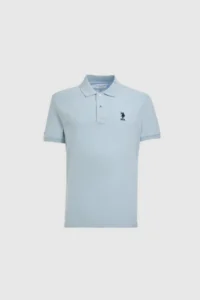 US Polo Assn. Men Light BLUE slim Fit Polo Shirt Collar Basic T-Shirt - Image 7