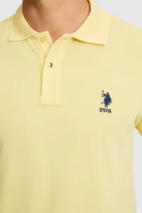 US Polo Assn. Men slim Fit Polo Shirt Collar Light YELLOW Basic T-Shirt - Image 6