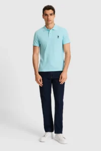 US Polo Assn. Men slim Polo Shirt Collar Aqua Basic T-Shirt - Image 4