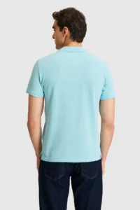 US Polo Assn. Men slim Polo Shirt Collar Aqua Basic T-Shirt - Image 5