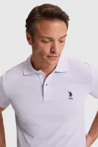 US Polo Assn. Men Lilac slim Fit Polo Shirt Collar Basic T-Shirt - Image 2