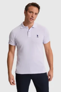 US Polo Assn. Men Lilac slim Fit Polo Shirt Collar Basic T-Shirt - Image 3