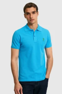 US Polo Assn. Men slim Fit Polo Shirt Collar Cobalt BLUE Basic T-Shirt