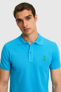 US Polo Assn. Men slim Fit Polo Shirt Collar Cobalt BLUE Basic T-Shirt - Image 2