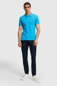 US Polo Assn. Men slim Fit Polo Shirt Collar Cobalt BLUE Basic T-Shirt - Image 4