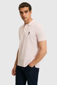US Polo Assn. Men slim Fit Polo Shirt Collar Light PINK Basic T-Shirt - Image 3
