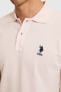 US Polo Assn. Men slim Fit Polo Shirt Collar Light PINK Basic T-Shirt - Image 6