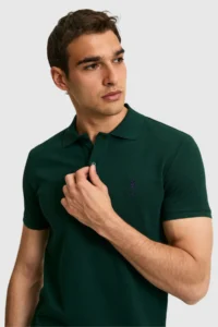 US Polo Assn. Men slim Fit Polo Shirt Collar dark Green Basic T-Shirt - Image 2