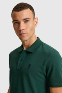 US Polo Assn. Men dark Green Regular Fit Polo Shirt Collar Basic T-Shirt - Image 2
