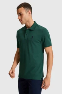 US Polo Assn. Men dark Green Regular Fit Polo Shirt Collar Basic T-Shirt - Image 3