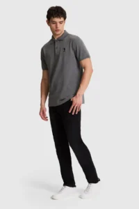 US Polo Assn. Men Anthracite Melange Regular Fit Polo Shirt Collar Basic T-Shirt - Image 4