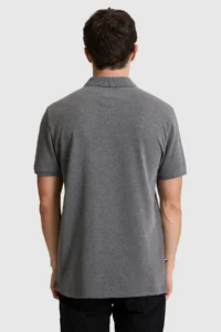 US Polo Assn. Men Anthracite Melange Regular Fit Polo Shirt Collar Basic T-Shirt - Image 5