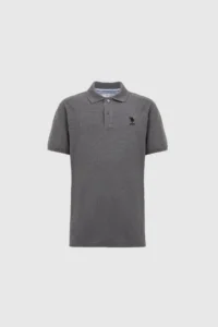 US Polo Assn. Men Anthracite Melange Regular Fit Polo Shirt Collar Basic T-Shirt - Image 7