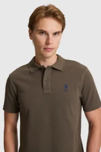 US Polo Assn. Men Dark Khaki Basic T-Shirt - Image 2