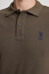 US Polo Assn. Men Dark Khaki Basic T-Shirt - Image 6