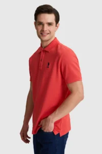US Polo Assn. Men Regular Fit Polo Shirt Collar Red Basic T-Shirt - Image 3