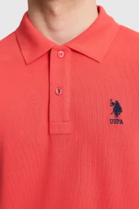 US Polo Assn. Men Regular Fit Polo Shirt Collar Red Basic T-Shirt - Image 6