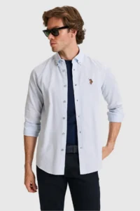 US Polo Assn. Men Light BLUE Long Sleeve Basic Shirt