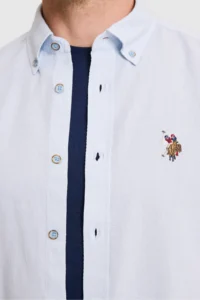 US Polo Assn. Men Light BLUE Long Sleeve Basic Shirt - Image 6