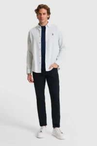 US Polo Assn. Men Water Green Long Sleeve Basic Shirt - Image 4