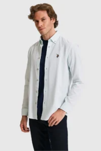 US Polo Assn. Men Water Green Long Sleeve Basic Shirt - Image 5