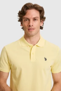 US Polo Assn. Men slim  Fit Polo Shirt Collar Light YELLOW Basic T-Shirt - Image 2