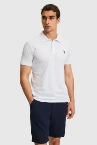 US Polo Assn. Men slim Fit Polo Shirt Collar WHITE Basic T-Shirt - Image 3