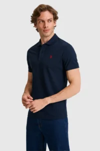 US Polo Assn. Men slim Fit Polo Shirt Collar NAVY BLUE Basic T-Shirt - Image 3