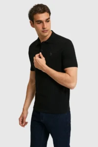 US Polo Assn. Men slim Fit Polo Shirt Collar Black Basic T-Shirt - Image 3