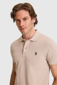 US Polo Assn. Men slim Fit Polo Shirt Collar Stone Basic T-Shirt - Image 2