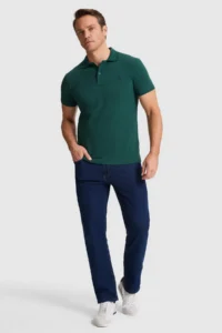 US Polo Assn. Men dark Green slim Fit Polo Shirt Collar Basic T-Shirt - Image 4