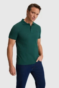 US Polo Assn. Men dark Green slim Fit Polo Shirt Collar Basic T-Shirt - Image 5