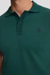 US Polo Assn. Men dark Green slim Fit Polo Shirt Collar Basic T-Shirt - Image 7