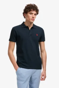 US Polo Assn. Men slim Fit Polo Shirt Collar Dark NAVY Basic T-Shirt