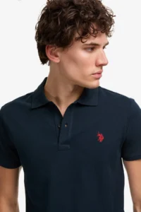 US Polo Assn. Men slim Fit Polo Shirt Collar Dark NAVY Basic T-Shirt - Image 2