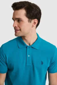 US Polo Assn. Men Petrol slim Fit Polo Shirt Collar Basic T-Shirt - Image 2