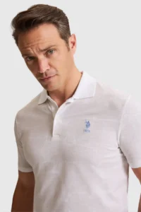 US Polo Assn. Men Light Gray Regular Fit Polo Shirt Collar T-Shirt - Image 2