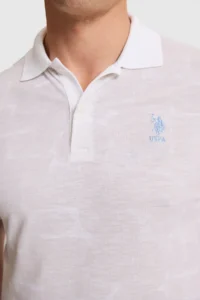 US Polo Assn. Men Light Gray Regular Fit Polo Shirt Collar T-Shirt - Image 6