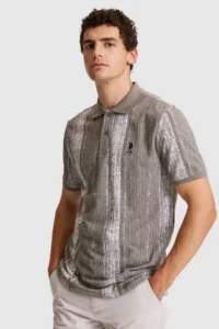 US Polo Assn. Men Gray Regular Fit Polo Shirt Collar T-Shirt