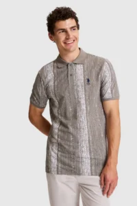 US Polo Assn. Men Gray Regular Fit Polo Shirt Collar T-Shirt - Image 3