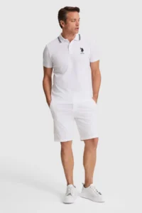 US Polo Assn. Men WHITE slim Fit Polo Shirt Collar Basic T-Shirt - Image 4